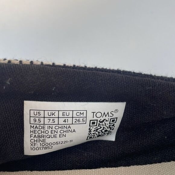 TOMS Alpargata Rope Flats Slip On Black Global Stripe Espadrille Women's 9.5 - Picture 4 of 12